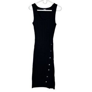 525 America Womens Rib Knit Scoop Neck Sleeveless Stretchy Dress Size M Black